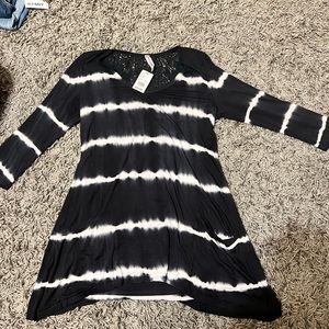 Black tie dye tunic with design on back